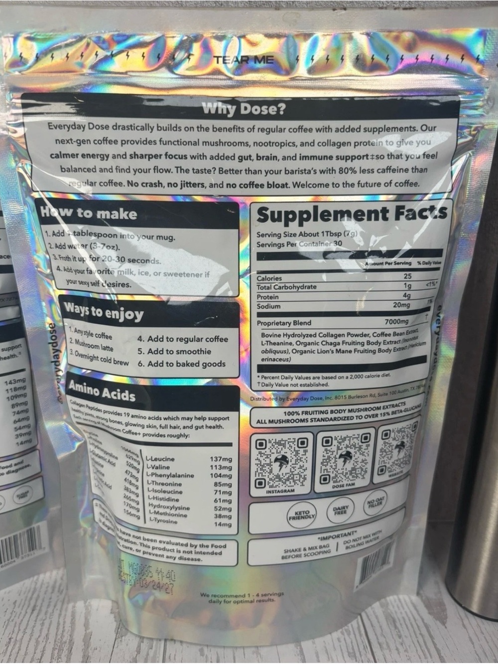 Lot of 5 Everyday Dose Items: 2 Mushroom Coffees, 1 Frother, 1 Tumbler, 1 Magnet - Picture 4 of 10